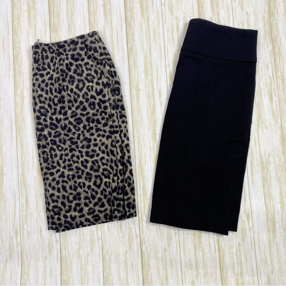 CAbi Bundle of Two (2) Black and Gray Leopard Print Pencil Skirts - Picture 1 of 10